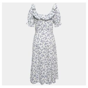 Ralph Lauren NWT Blue and White Flutter Sleeve Dress - 100% Linen - 16
